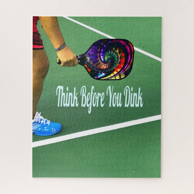 Pickleball Think Before You Dink Jigsaw Puzzle (Vertical)
