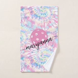 Pickleball Tie Dye Script Personalised Sport Hand  Hand Towel