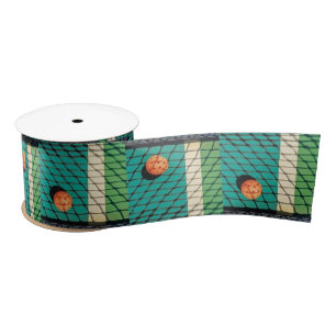 Pickleball 'Til the Streetlights Come On Teal Satin Ribbon