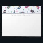 Pickleball To Do After Pickleball Dink Notepad<br><div class="desc">This notepad features a vibrant,  fun pattern with striped pickleball paddles,  balls and the word "dink!." In shades of blue,  green,  pink and yellow. Text reads "To Do After Pickleball... " but is customisable with a phrase or name of your choice. Part of a collection from Parcel studios.</div>