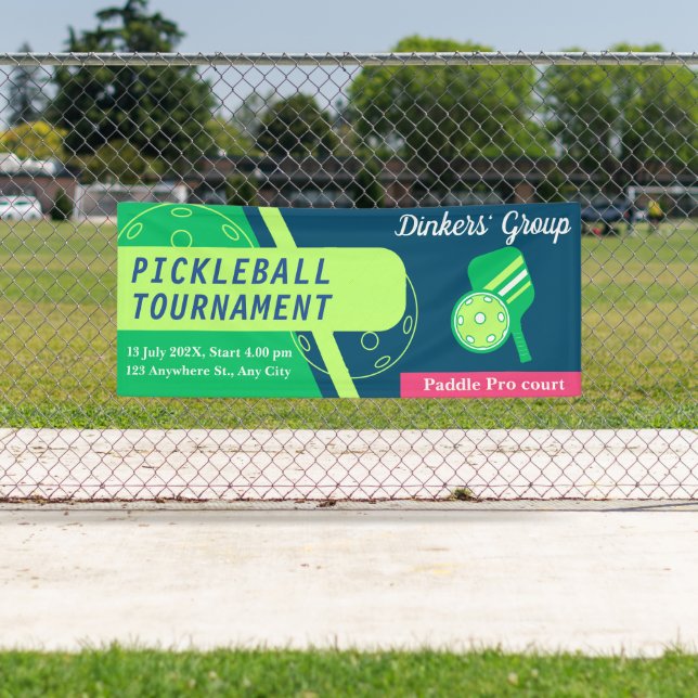 Pickleball Tournament Banner Green and Teal Blue (Insitu)