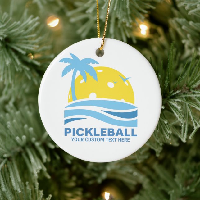 Pickleball Tropical Palm Tree Sun Your Custom Text Ceramic Tree Decoration (Tree)