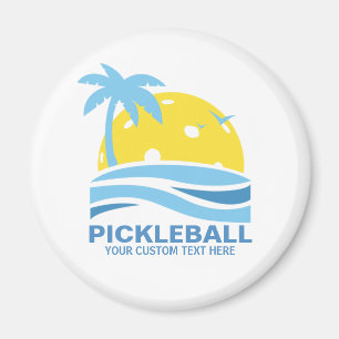 Pickleball Tropical Palm Tree Sun Your Custom Text Magnet