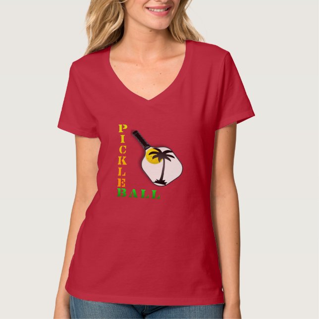 Pickleball Tropical Tee Shirt (Woman's) (Front)