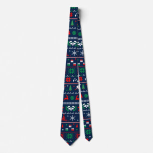 😄 Pickleball🎄 Ugly Christmas Sweater style blue Tie