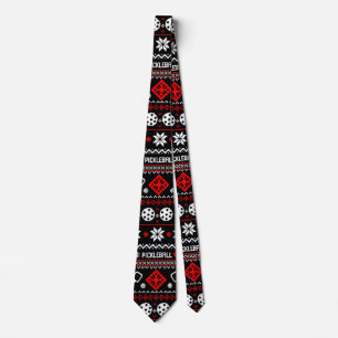 😄 Pickleball🎄 Ugly Christmas Sweater style Tie