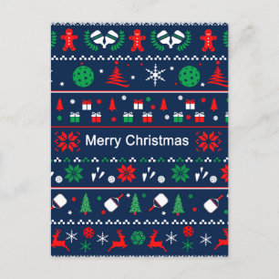 Pickleball🎄 Ugly Sweater Christmas, custom text Postcard