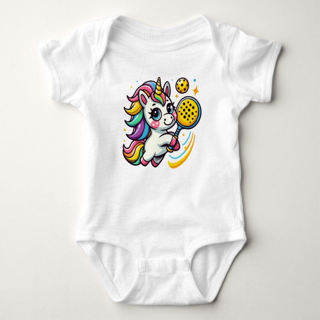 Pickleball Unicorn  Baby Bodysuit (Front)