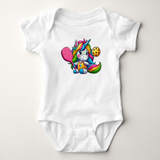 Pickleball Unicorn  Baby Bodysuit (Front)