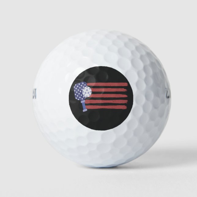  Pickleball US Flag American Patriotic Pickleball  Golf Balls (Front)