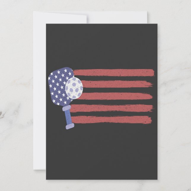  Pickleball US Flag American Patriotic Pickleball  Holiday Card (Front)