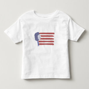 Pickleball US Flag American Patriotic Pickleball Toddler T-Shirt