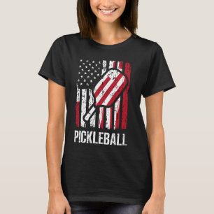 Pickleball USA - US Flag Pickleball Player, Paddle T-Shirt