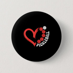 Pickleball valentine day heart 6 cm round badge