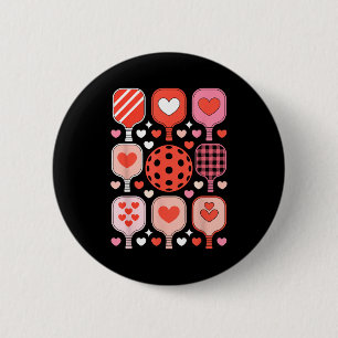 Pickleball valentine's day funny heart paddleball 6 cm round badge