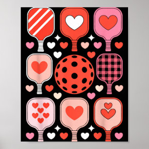 Pickleball valentine's day funny heart paddleball poster