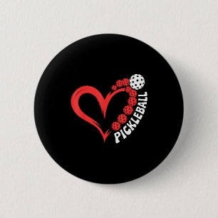 Pickleball valentine's day heart 6 cm round badge