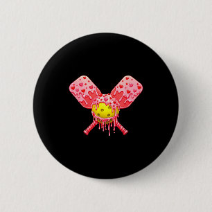 Pickleball valentines day ice cream drip heart boy 6 cm round badge