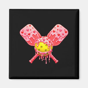 Pickleball valentines day ice cream drip heart boy magnet