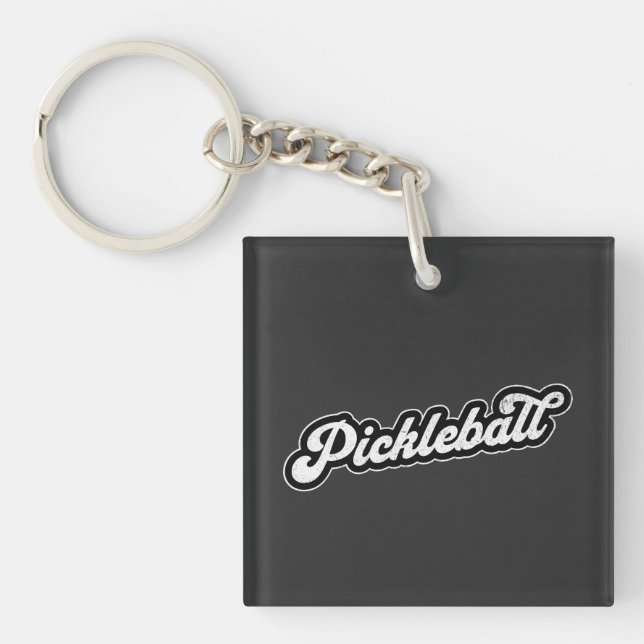 Pickleball Vintage Retro Key Ring (Front)