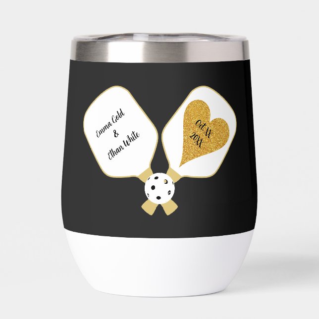 Pickleball Wedding Black and Gold Personalised (Back)