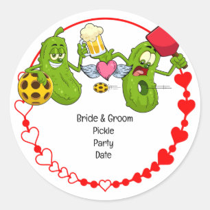 Pickleball Wedding Classic Round Sticker