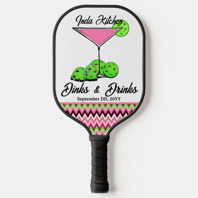 Pickleball Wedding Cosmo Cocktail Personalised Paddle (Front)