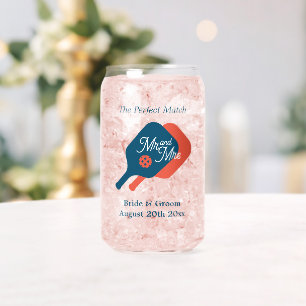 Pickleball wedding party can glass with chic logo