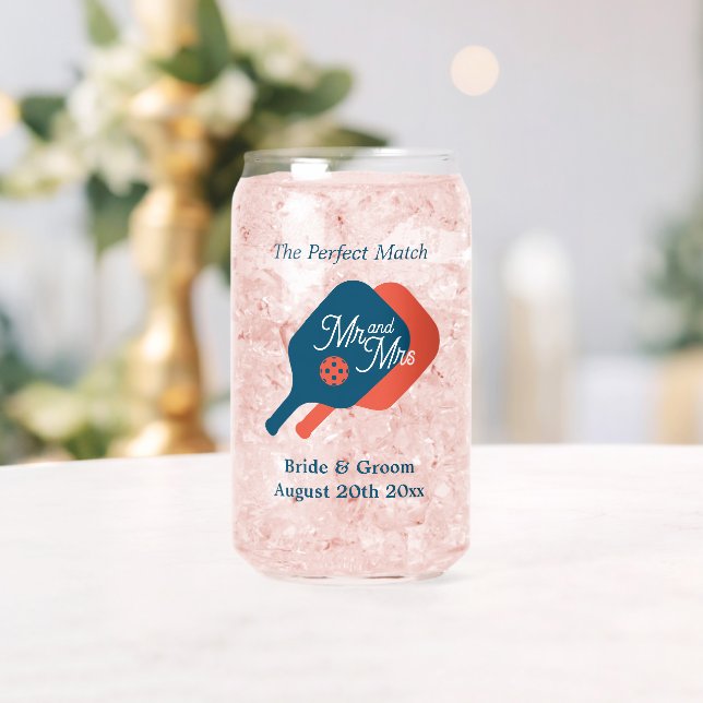 Pickleball wedding party can glass with chic logo (Insitu (Wedding))