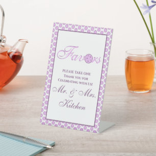 Pickleball Wedding Personalised Lavender and White Pedestal Sign