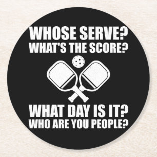 Pickleball Whose Serve Score League Pickleball Round Paper Coaster