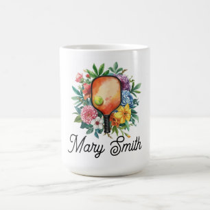 Pickleball with beautiful flowers coffee mug