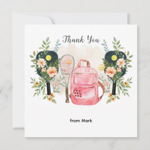 Pickleball with beautiful flowers thank you card