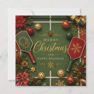 Pickleball with Christmas Frame Holiday Card