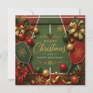Pickleball with Christmas Frame Holiday Card