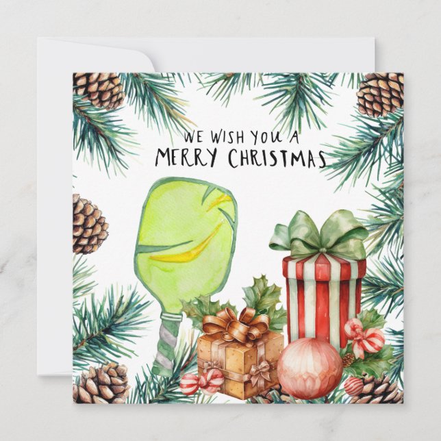 Pickleball with Christmas Frame Holiday Card (Front)