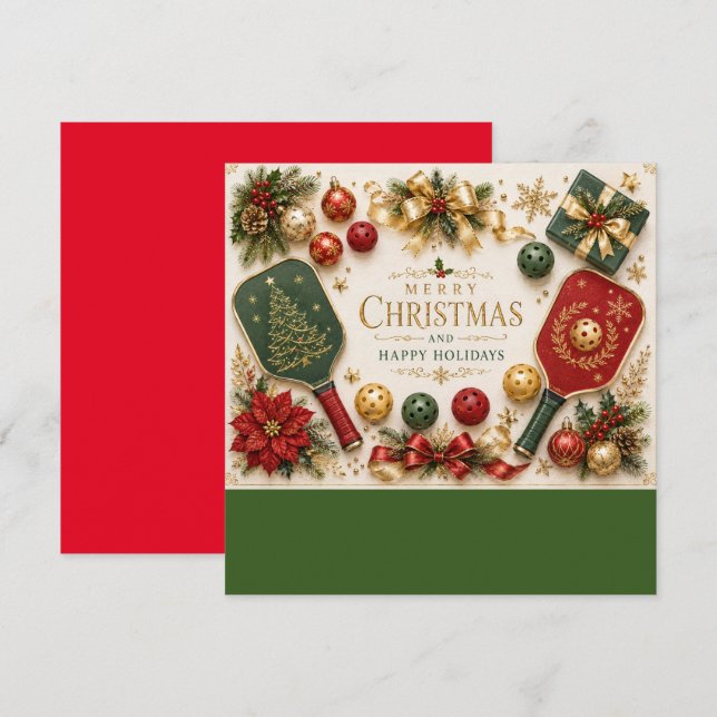 Pickleball with Christmas Frame Holiday Card (Front/Back)