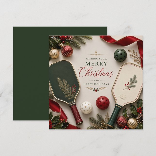 Pickleball with Christmas Frame Holiday Card (Front/Back)