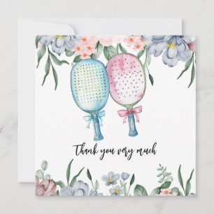 Pickleball with Flower watercolor Thank You Card
