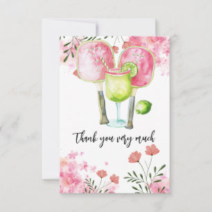 Pickleball with Flower watercolor Thank You Card