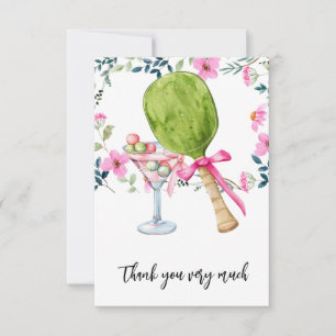 Pickleball with Flower watercolor Thank You Card