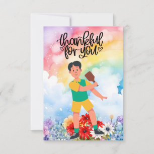 Pickleball with flowers thank you card