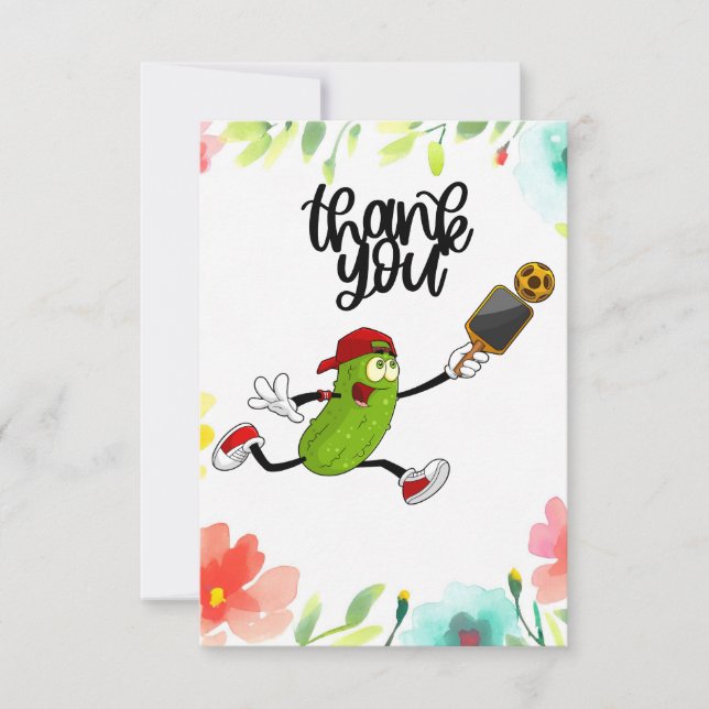 Pickleball with flowers thank you card (Front)