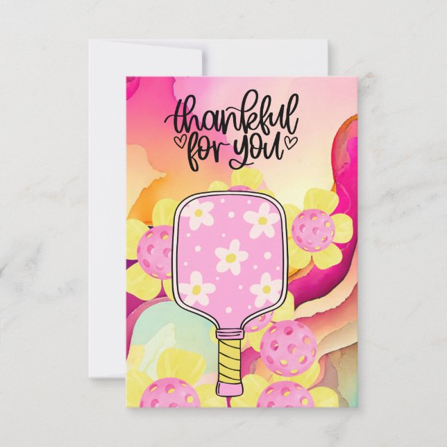 Pickleball with flowers thank you card (Front)