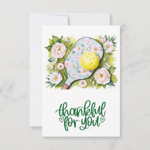 Pickleball with flowers thank you card