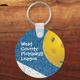 Pickleball with name, team, or league key ring