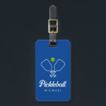 Pickleball with Paddles & Ball Personalised blue Luggage Tag<br><div class="desc">Pickleball with Paddles & Ball Personalised blue Luggage Tag</div>