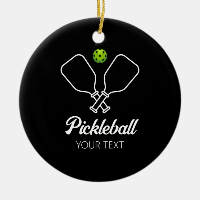 Pickleball with Paddles & Ball Personalised        Ceramic Tree Decoration (Front)