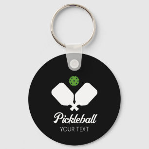 Pickleball with Paddles & Ball Personalised Key Ring