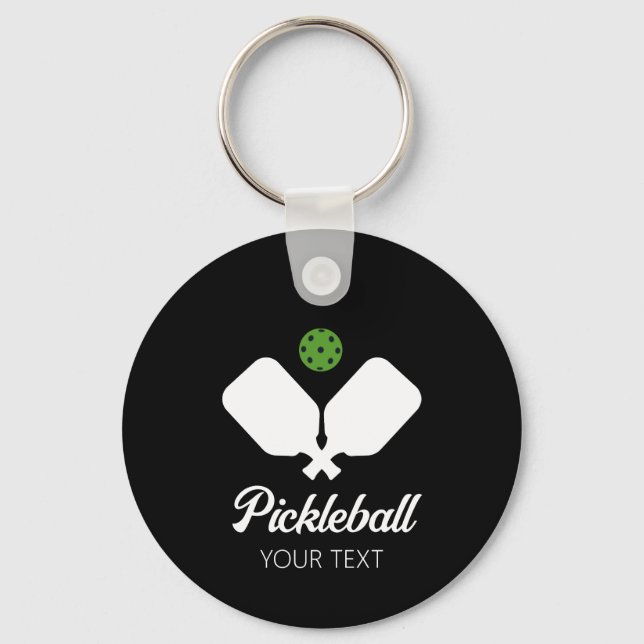 Pickleball with Paddles & Ball Personalised  Key Ring (Front)